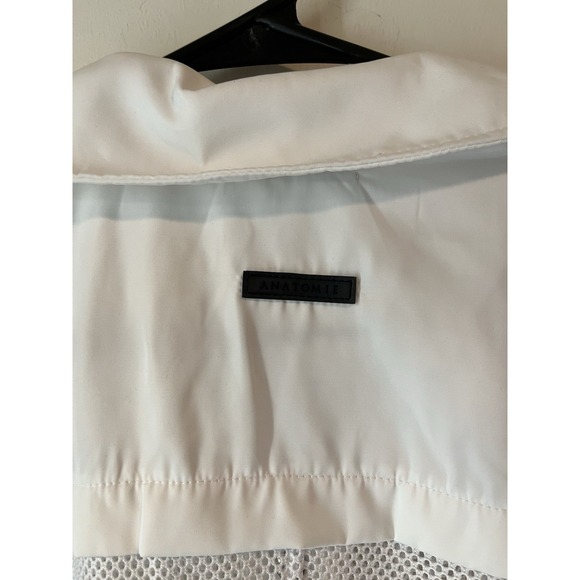 Anatomie Mesh White Trench Coat Belted Size 12 Snap Closure Designer Chic - Picture 8 of 9